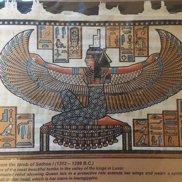 Hand-painted papyrus painted souvenir portrait (The Sethos tomb-Valley of Kings) - Picture 1 of 16